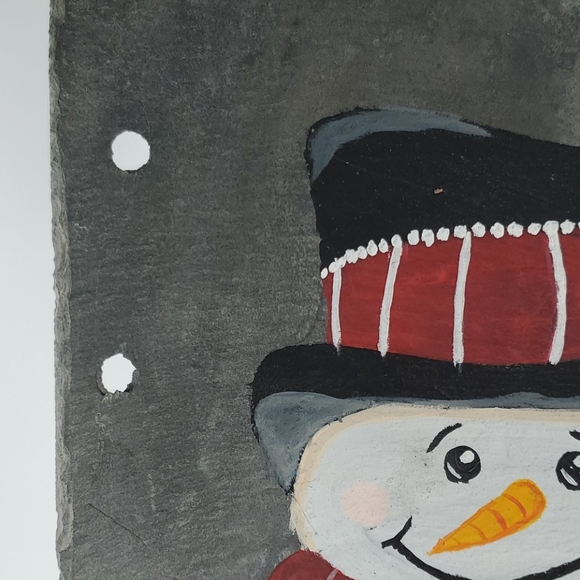 HAND PAINTED Snowman with scarf and hat - Picture 5 of 9